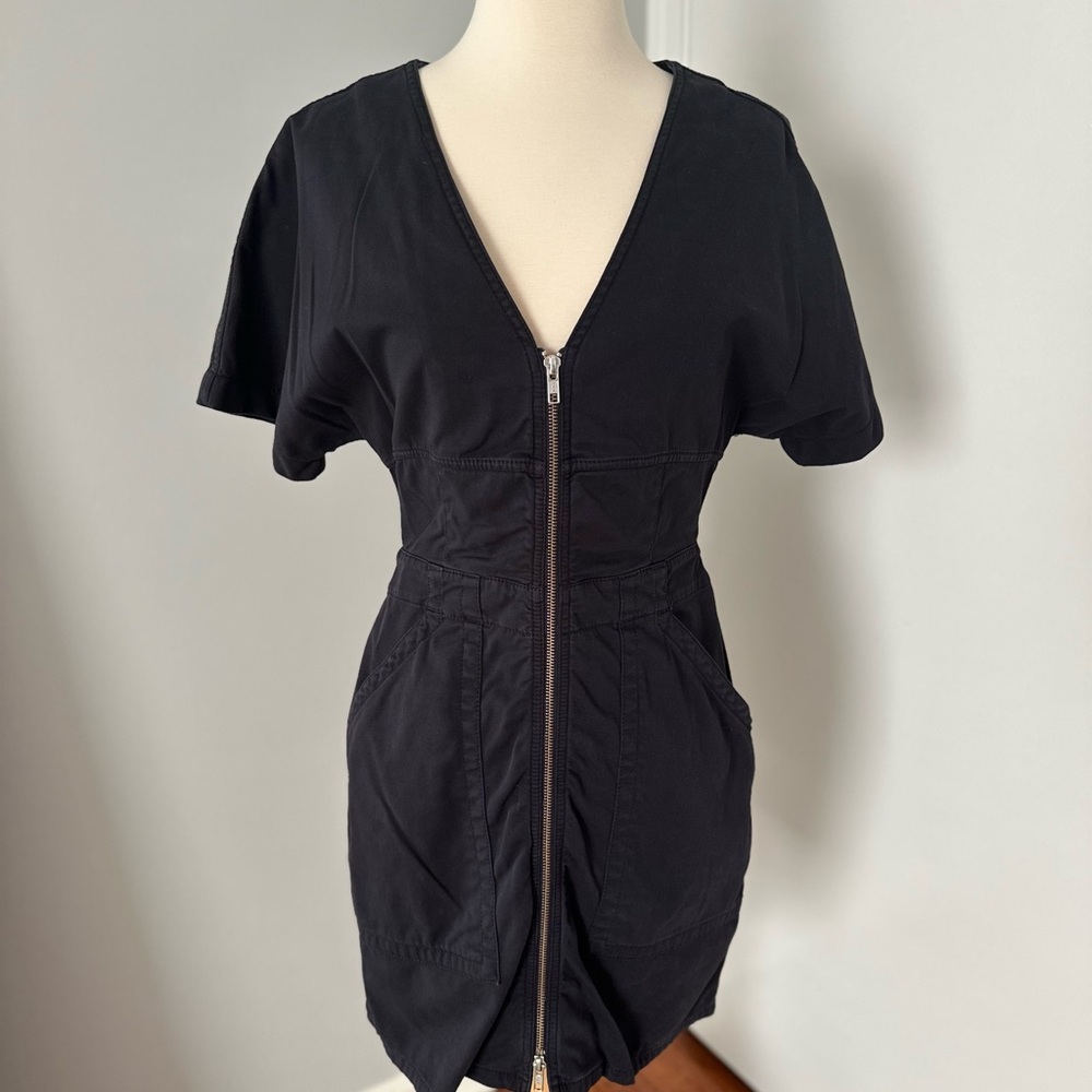 ALC Black Flutter Sleeve V-Neck Mini Dress